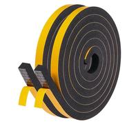 LIKERAINY Bande de d'Étanchéité 13x13mm Autocollante en Mousse Joint Fenêtre Boudin de Portes Isolation en Caoutchouc Imperméable et Insonorisation Noir 2 Rouleaux Total 4 Mètres