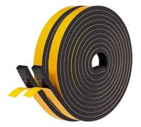 LIKERAINY Bande de d'Étanchéité 13x6,5mm Autocollante en Mousse Joint Fenêtre Boudin de Portes Isolation en Caoutchouc Imperméable et Insonorisation Noir 2 Rouleaux Total 8 Mètres