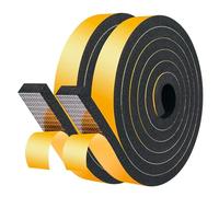 LIKERAINY Bande de d'Étanchéité 25,4x9,5mm Autocollante en Mousse Joint Fenêtre Boudin de Portes Isolation en Caoutchouc Imperméable et Insonorisation Noir 2 Rouleaux Total 4 Mètres