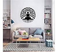 LIKEUDO Arbre de vie 40 cm avec Bouddha à suspendre au mur - Décoration d'art en métal pour salon - Arbre de Bodhi et plaque murale Bouddha