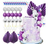 lila ball disco dancing queen figurine gateau decor annees quatre vingt | Lila Ballon Disco Ornement Gâteau Reine Danse Années Quatre Vingt Décoration Pâtisserie Argenté