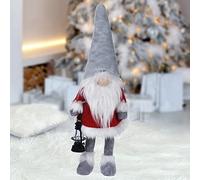 LILENO HOME Lutin de Noël XXL 60 cm - Figurine Scandinave Debout Avec Bonnet Gris - Décoration pour un Noël Parfait