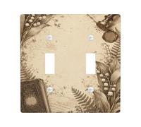 Lilies Plaque de protection pour double interrupteur mural vintage rustique sans plastique Beige Taille standard pour nouvel appartement, maison, chambre à coucher, bureau