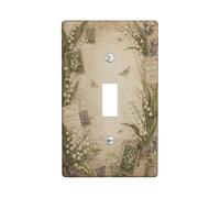 Lilies Plaque de protection pour interrupteur mural simple en plastique beige vintage rustique Motif papillon Taille standard Pour maison, salon, nouvel appartement (simple)
