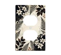 Lilies - Plaque murale double en plastique noir, motif botanique vintage, fougère, papillon, printemps, taille standard, pour salon, chambre à coucher, maison, bureau