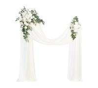 Lilihuimaoyi Arche de Mariage Fleurie avec Draperies et Feuillages Verts, Composition Florale pour La Cérémonie