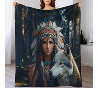 LILIlaobiao 60x80inch(150x200cm) Couverture Douillette pour Boy, Girl, Adult - Motif Amérindien - en Microfibre/Flannel Douce Et Moelleuse - Superbe Cadeau pour Les Amateurs De Mohicans