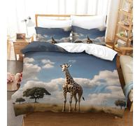 LILIlaobiao African Wildlife Housse De Drap Fermeture Éclair Cachée Literie avec Taies d'oreiller Girafe Parure De Lit Confortable Linge De Lit Différentes Tailles Duvet Set King（220x240cm）