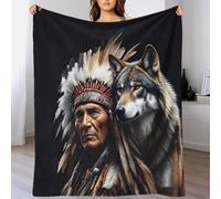 LILIlaobiao Amérindien Crâne Thèmes Style 50x60inch(127x152cm) Couverture Flanelle Polaire - Couverture Polaire Douce Et Confortable - Les Quatre Saisons - Motif Mohicans - pour Canapé Et Lit