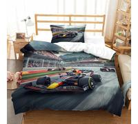 LILIlaobiao Confortable Racing Linge De Lit Single（135x200cm）, Literie Lavable Formulaone Parure De Lit Chaleur Housse De Couette pour Garçons & Filles