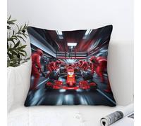 LILIlaobiao Housse De Coussin 45x45cm Ferrarii Racing, Pillow Cover Formulaone Moderne Decorative Taie Oreiller Lin pour Balcon Jardin Coussin Canape Deco
