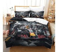 LILIlaobiao Linge De Lit De Racing Perform A Pit Stop Thèmes avec Fermeture À Glissière Microfibre Formulaone Housse De Couette King（220x240cm） Luxe Parure De Lit, Hygroscopique