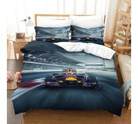 LILIlaobiao Microfibre Douce BullRacing Formule 1 Linge De Lit Hypoallergénique Formula Racing Modèle Housse De Couette Confortable Literie Lavable Parure De Lit Résistant À l'usure Double（200x200cm）