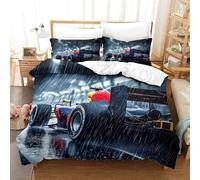 LILIlaobiao Personnalité Racing Linge De Lit King（220x240cm） avec Fermeture À Glissière Formulaone Housse De Couette, Respirant Literie Luxe Parure De Lit