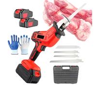 lilishangmao Scie À Os Portative sans Fil, Scie De Boucher Électrique Commerciale, Poids Environ 2 KG, pour La Découpe De Tubes en Bois, Viande, Os Et Plastique, avec 4 Lames Et 2 Batteries