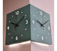 LILIXINGSH Horloge murale moderne pour salon - Installation d'angle double face avec affichage numérique, mouvement silencieux (couleur : bleu)