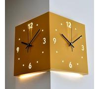 LILIXINGSH Pendule Murale Moderne Double Face, Horloge d'Angle Numérique Silencieuse, Installation Simple (Color : Yellow)
