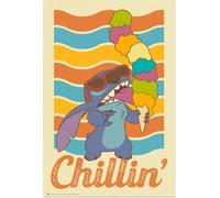 Lilo & Stitch - Chillin - Poster de film Disney Impression - Taille 61 x 91,5 cm + 2 baguettes en plastique 62 cm Noir