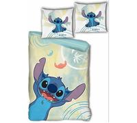 Parure de Lit Disney Stitch 100% Coton, Housse de Couette Réversible 140x200 cm + Taie d'oreiller 65x65 cm