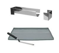 Lily Cook - Kdo8594 - Coffret Buche Moule Plaque Genoise Spatule Metal Argent Bleu