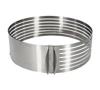 Lily cook - KP0070, Cercle à Trancher pour Génoise, Réglable en INOX, avec 6 Fentes Pré-Découpées pour Découpe Précise, Diamètre 24 à 30 cm, Argent, Accessoire pour Patisserie