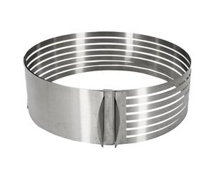 Lily cook - KP0070, Cercle à Trancher pour Génoise, Réglable en INOX, avec 6 Fentes Pré-Découpées pour Découpe Précise, Diamètre 24 à 30 cm, Argent, Accessoire pour Patisserie
