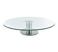 Lily cook - KA1742 Plateau Rond Tournant - Plat Rotatif sur Pied en Inox - Verre et Métal Acier Inoxydable - Pour une Présentation Elégante - Ø 30 x H 7 cm - Transparent et Gris