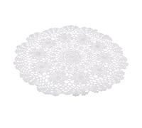 Lily Napperon en dentelle de coton au crochet Blanc fait à la main Motif floral creux Lavable réutilisable 40 cm