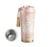 Lily of the Valley Mug isotherme pour femme en acier inoxydable ou céramique avec infuseur intégré Motif floral élégant Rose 500 ml