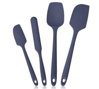 Lilybeam 315°C Résistante à la Chaleur Lot 4 Spatule Silicone, Bleu nuit | Grande Maryse de Patisserie Cuisine Professionnelle Cuillere Souple, Sans Bpa Haute Temperature Spatula Plate pour Cuisson