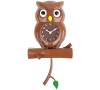 Lily's Home Horloge à Pendule Hibou avec Yeux rotatifs et Branche oscillante, alimentée par Piles et Montage Mural, Merveilleux et fantaisiste pour décoration de Chambre à Coucher, Marron (38,1 cm)