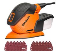 Lime électrique pour surfaces courbes - Appareil de ponçage de précision, 130 W - 12 000 tr/min - Boîtier de récupération de la poussière - 12 feuilles de ponçage - Orange