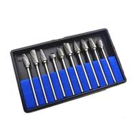 Lime Rotative Outil de broyeur à tige lime rotative Double fente, jeu fraises en carbure for le travail des métaux et polissage, 10 pièces(10PCS Blue)