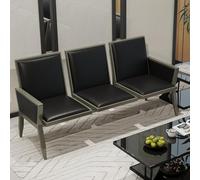 LIMENQIN Canapé d'accueil 2/3 Places, Fauteuil D'attente en Cuir, Chaises de Conférence avec Dossier et Accoudoirs Renforcés, pour Aéroports, Hôpitaux(Black,3-Seater 178cm/70in)