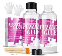 Limino Colle pour Puzzles avec Tête Éponge, Colle Puzzles avec 2 Pinceaux, Non Toxique, Séchage Rapide, Durable, Adhesivo Transparent pour Puzzles jusqu'à 5000 Pièces, Adapté à Différents Cadres