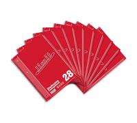 Limit Lot de 10 cahiers à carreaux A4 à double marge 160 pages Rouge - Idéal pour les étudiants, les étudiants et le bureau