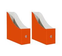 Limitliho Lot de 2 porte-revues en carton orange rouge - Porte-revues pour bureau, bacs à livres robustes pour salle de classe, organiseur de dossiers verticaux, 27,9 x 26,4 x 8,9 cm (H x L x l)