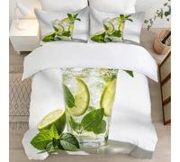 Limonade Housse de Couette 140x200 Parures de Lit 1 Personne Imprimé 3D Microfibre Douce Style Estival Housses Couette avec 2 Taies d'oreiller et Fermeture Éclair l.673