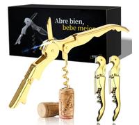 Limonadier Professionel (Lot de 2) - Tire Bouchon Sommelier en Acier Inoxydable - Ouvre-Bouteille avec Coupe-Capsule, Dorée