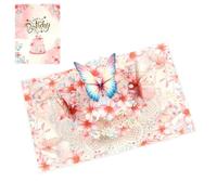 Limtula Carte de vœux de fête, présentoir en papier pliable 3D papillon | avec message d ' enveloppe insérant des couches florales pour la table de mémoire de célébration