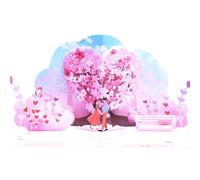 Limtula Carte de vœux faite à la main avec enveloppe, fleur de Sakuras colorée et carte de couple, facile à plier et à déplier, anniversaire pliable