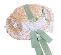 Limtula Chapeau de Soleil en Paille Fausses Marguerites Dentelle et Fleur Petits Chapeaux Décoratifs pour Tea Party Femmes Filles Cosplays Accessoire Lolitas Chapeau de Paille Tea Party Hats Small