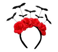 Limtula Ensemble de bandeau à fleurs de chauve-souris d ' Halloween, Red | Cinq accessoires de cheveux de costume surélevés pour les fêtes, les rassemblements à thème, les moments photo, lot