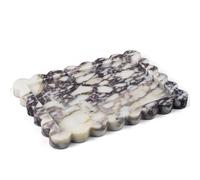 LIN CHUAN Plateau en marbre festonné naturel 100 % véritable pour salle de bain, commode, cuisine et décoration d'intérieur, 27 x 20 cm, violet