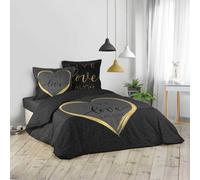 Lin inclus AVELINE, CRAZY LOVE, 200 x 200 cm noir
