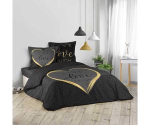 Lin inclus AVELINE, CRAZY LOVE, 200 x 200 cm noir