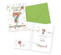 LINA OFFICINE GRAFICHE CREATIVE Carte d'anniversaire 7 ans fille enfant coloré 30-009