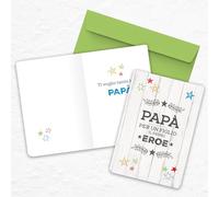 LINA OFFICINE GRAFICHE CREATIVE Carte de vœux pape fête pape avec inscription papa pour un fils le vrai héros