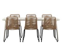 Lina set de jardin table 90x200cm 6 chaises Lindos brun.
