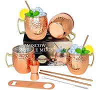 LINALL Moscow Mule Lot de 4 tasses en acier inoxydable plaqué cuivre pour boissons fraîches 532 ml